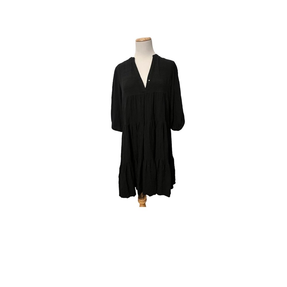 Turquoise Couture Boho black vacation dress sz M